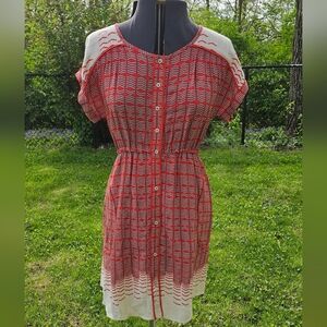 Red and White Patterned Dress